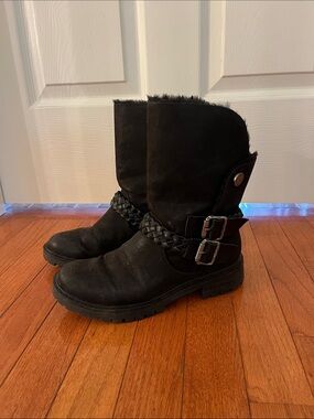 Blowfish Black Braided Buckle Ankle Boots